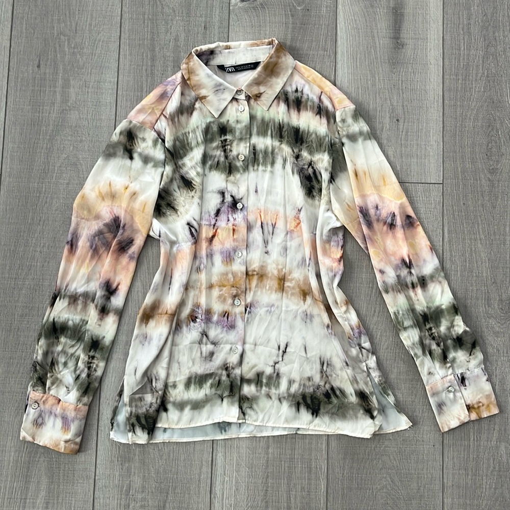 Zara Botton Down Silk Blouse